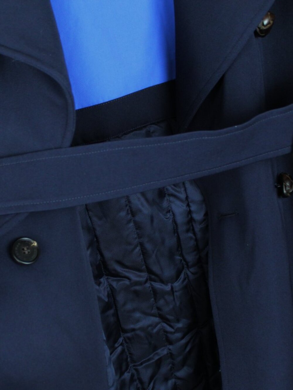 NWT Burberry Oversize Wool Wide Lapel Belted Trench Coat, Blue, US12/UK14 - Picture 15 of 16